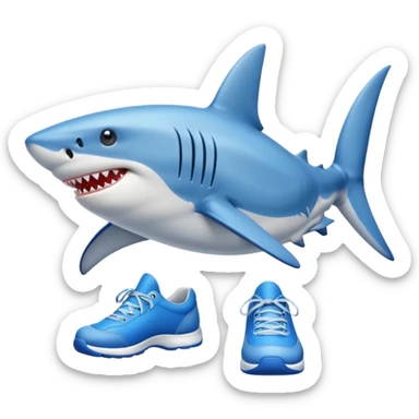 Shark with legs wearing blue shoes sticker