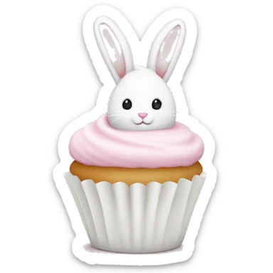Easter white light pink cupcake bunny  sticker