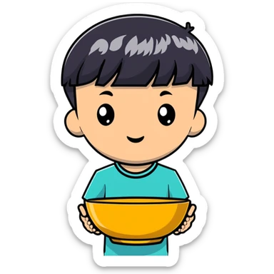 boy with bowl haircut sticker