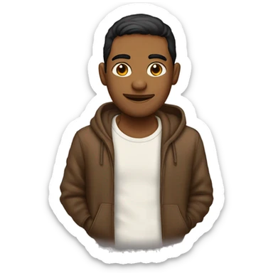 chico con sudadera, ojos marrones y fondo balnco sticker