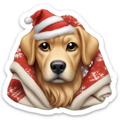 Aestheticly folded blanket with christmas doga on it sticker