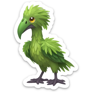 earthly muddy fresh Cool Cute Fantasy legendary swampy tree-jungle-bird plant-grass-type-Dendro-avian Fakemon full body sticker