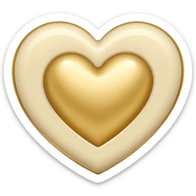 heart shape emoji in cream and gold colors, elegant, simple, no text sticker