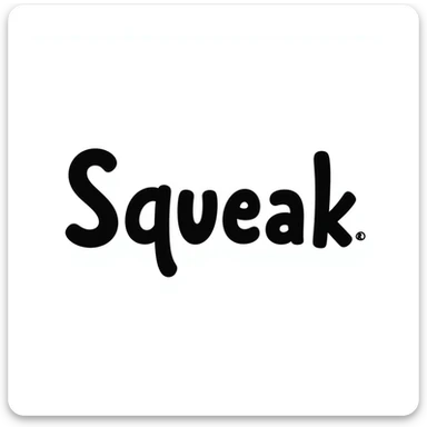 'Squeak' word in a playful hand drawn doodle style with fun and lively lettering sticker