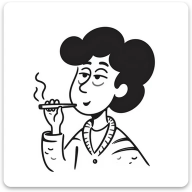 hand-drawn doodle of a whimsical character named 'tralalero tralala' smoking a joint sticker