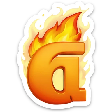 Make a 3d emoji of the word T with fire sticker