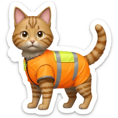 tabby cat in hi-vis clothing facing right sticker