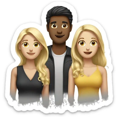 3 people...2 blond woman 1 man with dark hair sticker