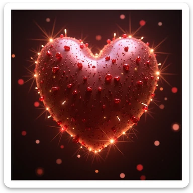 photorealistic high detail heart with sparkles sticker