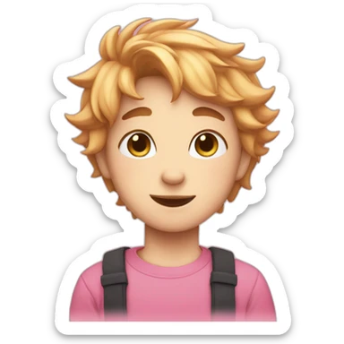 cat boy pink hier sticker