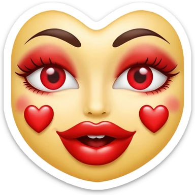 hearts eyes with kiss lips sticker