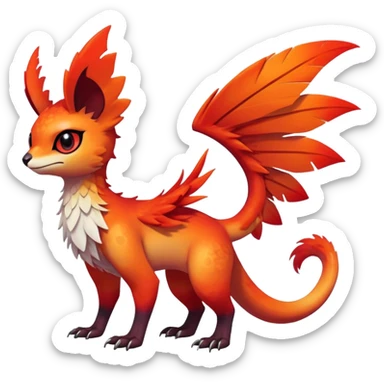 Gothic reddish Dark bright warm-gradient edgy exotic painted Fakémon-Pokémon-Trico-Vernid-creature sticker