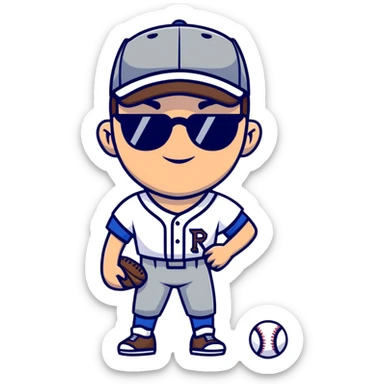 baseball player with brown hair, no beard, baseball cap, and Pit Viper sunglasses sticker