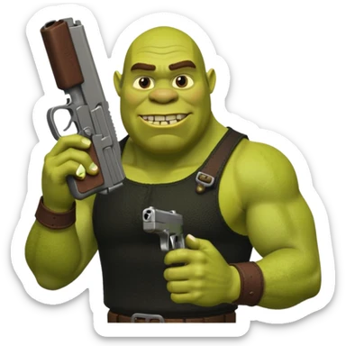 Shrek holding a Glock 19 sticker