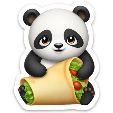 A fat panda with a burrito  sticker
