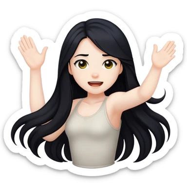 Pale girl with long black hair shaking  sticker