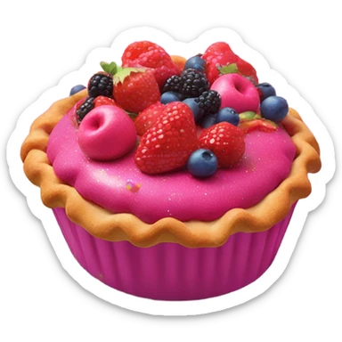 Hot pink pie with glitter, Flowers, and fruit sticker
