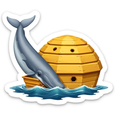 A bee hive chasing a whale in ovean sticker