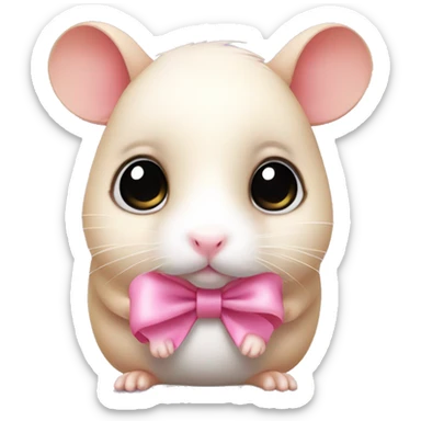 cute little hamster with big eyes and pink bow on the head sticker