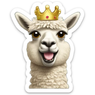 An alpaca with a crown drinking beer  sticker