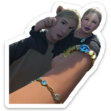 boy in nature with jewelry sticker