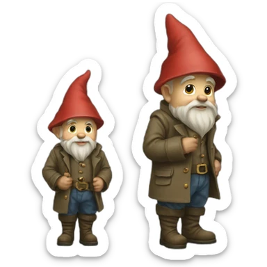 Gnome selling stuff from his trenchcoat sticker