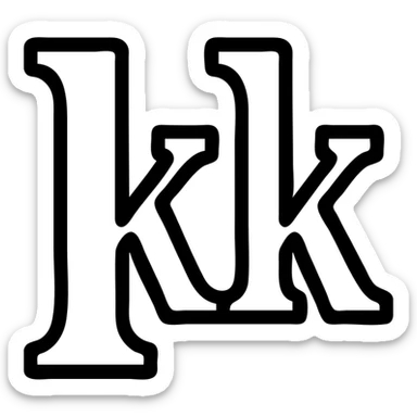 A black and white logo featuring the letters 'kk' with a vintage design. sticker