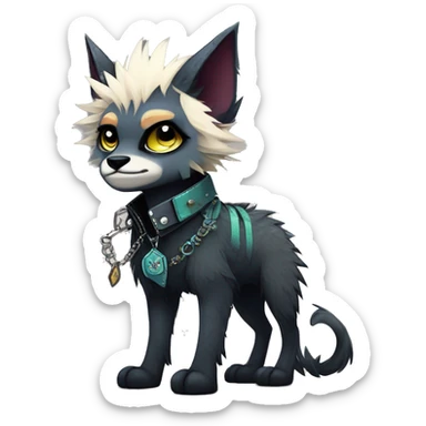 cool edgy animal fursona creature by griffsnuff & LiLaiRa & Falvie with badass colors and a spiked collar full body sticker