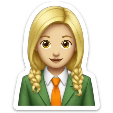 Blonde_girl_in_green_orange_conselor_tie sticker