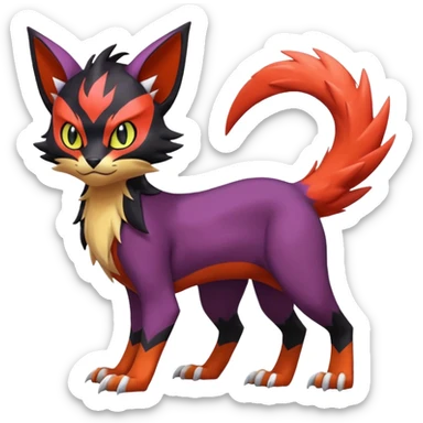 Liepard-Noivern-Litten-Sprigatito-Pokémon-fusion-creature (full body) sticker