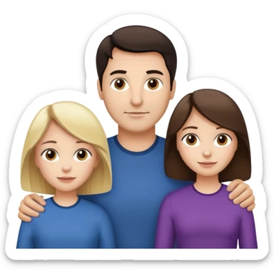 Familia : Hombre pelo oscuro, Mujer pelo cafe, hija mayor pelo mono , hija menor pelo oscuro. sticker