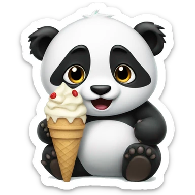 Panda eating ice cream sticker
