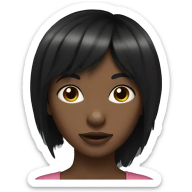 black long hair girl bangs black hair sticker