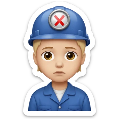 a child with a sad face works in a factory sticker