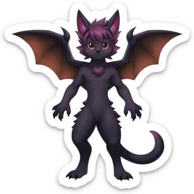 dark edgy dull pointy edgy Noivern-Noibat-Purloin-Torracat-Lykoi-Caracal-bat-cat-Fakemon-fusion-hybrid-creature sticker
