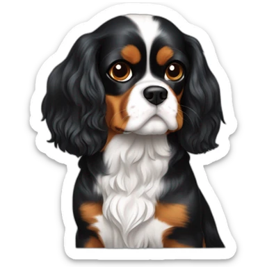 Chien cavalier king Charles sur un chat noir sticker