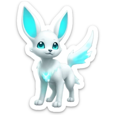 Shiny White Angelic Albino Umbreon. cyan eyes and cyan markings. full body sticker