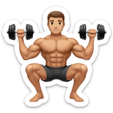 man holding dumbbells by his body side sticker