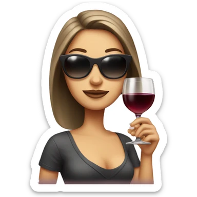 White girl wearing sunglasses holding one glass of wine  sticker