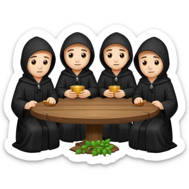 men in black robes around a table sticker