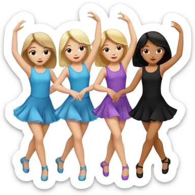Emoji of 3 Girls dancing one with blonde hair, one tan skin with brown hair and one with black  hair ONLY ONE IS BLONDE sticker