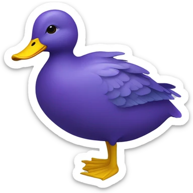 a blue duck with yellow beak and feet with purple rings around its eyes sticker