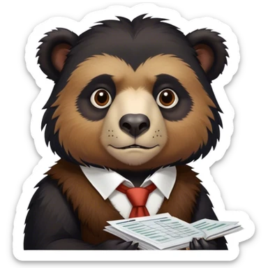 Andean bear doing taxes  sticker