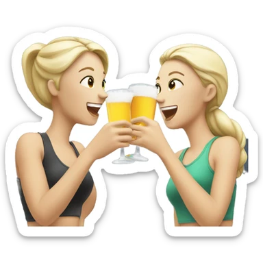 Two white girls cheering drink sticker