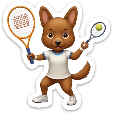 dog playing tennis sticker
