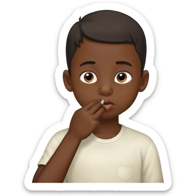 black headed boy picking his nose sticker