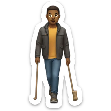 men walk with stick sticker