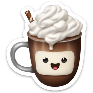 Hot chocolate with marshmallows and whipped cream sticker