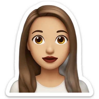 Girl long brown hair and brown eyes and big red lips sticker