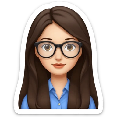 Pretty brunette long haired woman with glasses sticker